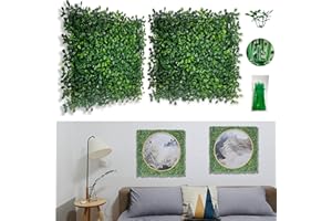 Bybeton Artificial Grass Backdrop Wall,10"x 10"(6Pcs) UV-Anti Boxwood Faux Leaves Wall Panels for Interior Wall, Backdrop Wall,Garden Wall,Fence Privacy and Indoor Outdoor Wall Plants Decor