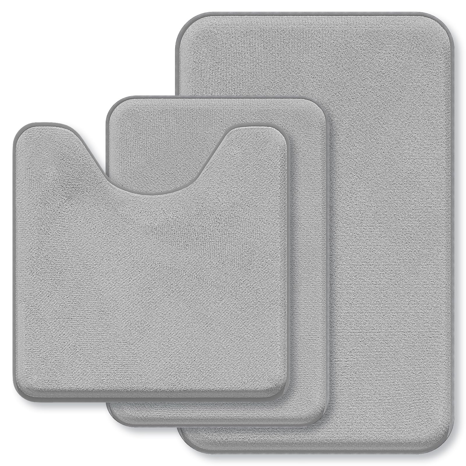 Photo 1 of Bathroom Rugs Sets 3 Piece, Soft Absorbent Memory Foam Bath Mats Set, Dry Fast Bath Mat, Machine Washable Bath Rug Set for Bathroom ?Ash Gray?