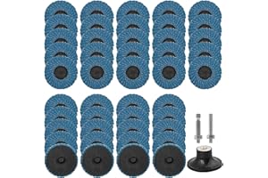 48Pcs Sanding Discs, 2 Inch Die Grinder Sanding Disc Flap Disc Set Roll Lock Discs Flap Wheel with Pad Holder for Aluminum St