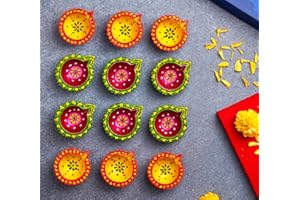 IndoTribe 12Pc Diwali Diyas For Decoration Diwali Decorations For Home Diwali Lights Diwali Decor Diwali Diya Diwali Candle Diwali Gifts For Friends Clay Diya For Diwali Tea Lights Candles Diwali Diya