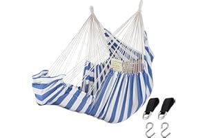 Jelofly Hammock Chair Large Hanging Chair with Foot Rest Support & Pocket Max 500Lbs Comfortable Swing Chair for Bedroom, Indoor & Outdoor, Patio, Porch, Yard or Tree, Spreader Bar Not Included