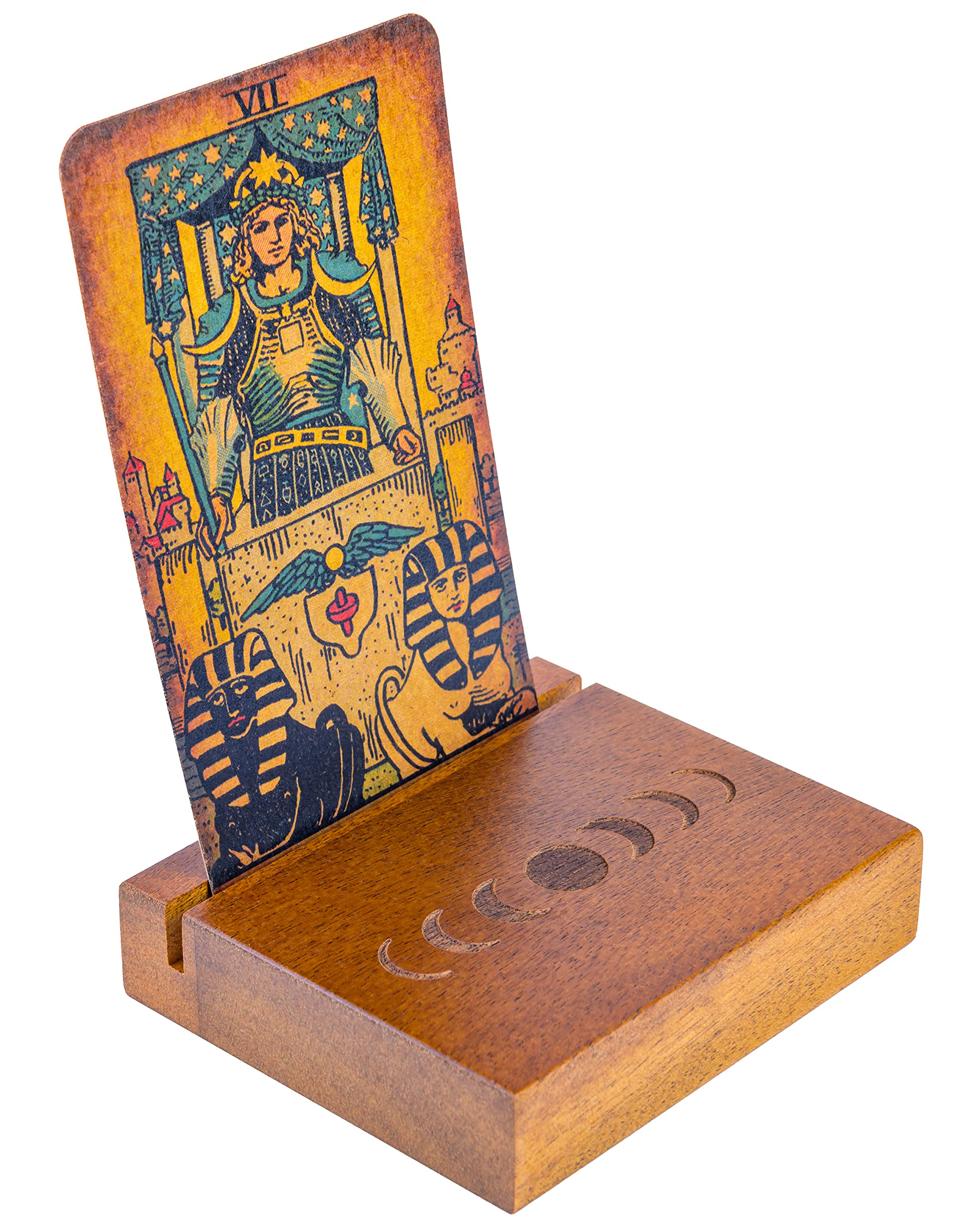 Curawood Tarot Card Holder Stand - Display Your Daily Card Draw - 8.9 cm Small Tarot Card Stand - Witchcraft Supplies, Tarot Accessories, Witchy Gifts, Pagan & Wiccan Altar Supplies, Divination Tools