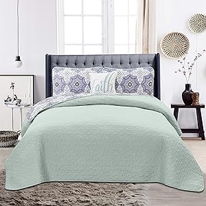 Hannah Linen Queen Size Quilt 4 Piece Down Alternative Design Bedding Set with Shams and Decorative Pillow - Plush Microfiber Fill - Reversible Quilt Coverlet Bedspread Set (Queen, Navy Blush Greyson)
