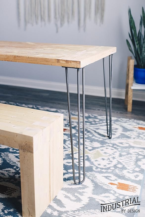 Industrial By Design 34” Hairpin Table Legs (Raw Steel) Elegant Mid