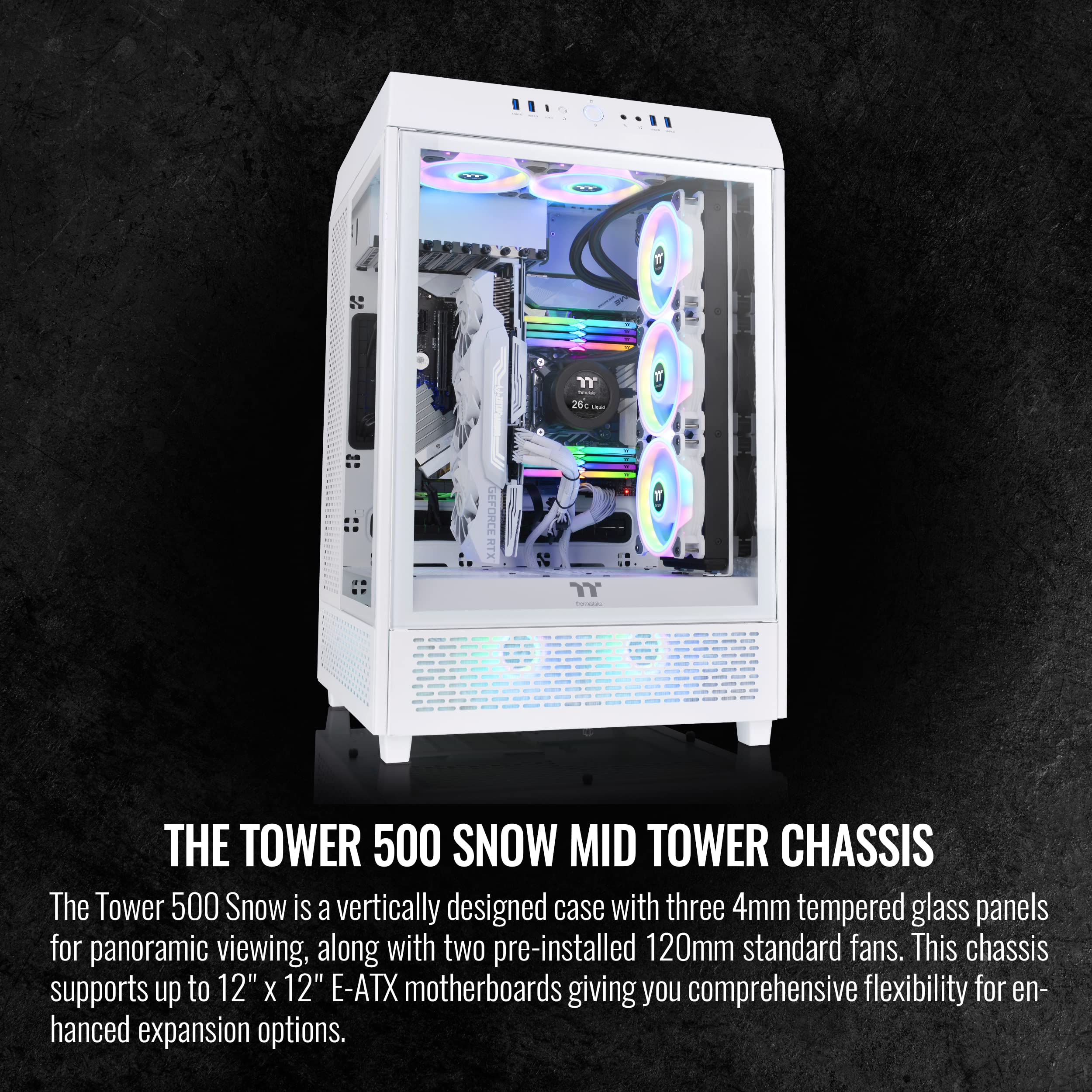 Thermaltake Tower 500 Snow Edition Vertical Mid-Tower Computer Chassis Supports E-ATX CA-1X1-00M6WN-00
