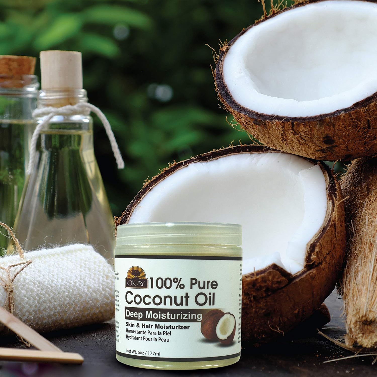 OKAY | 100% Pure Coconut Oil | For All Hair Textures & Skin Types | Moisturize - Massage - Condition | Excellent Source of Vitamin E | All Natural | 6 Oz : Beauty
