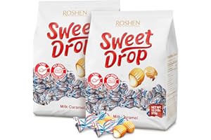 Roshen Caramel Candy Sweet Drop with Milky Filling, Delicious, Flavorful Sweets 378gr/13.33oz Pack of 2