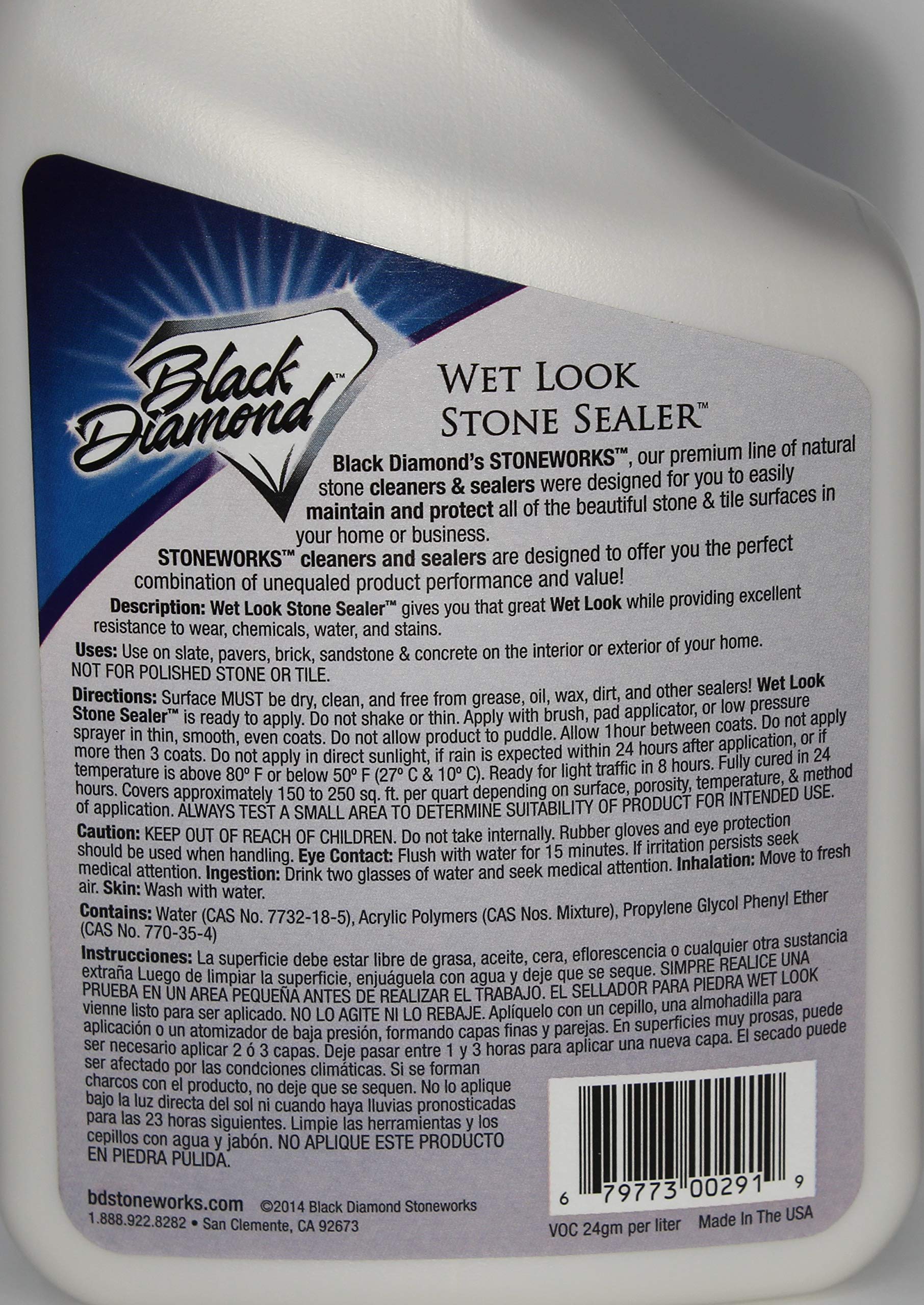 Black Diamond Stoneworks Wet Look Natural Stone Sealer Provides Durable