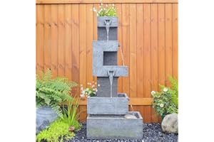 Bumilgar Garden Fountains Outdoor Water Fountain - 47.2 Inches 4 Tired Modern Indoor Floor Standing Outdoor Fountain with Lights Pump for Garden Patio Backyard Porch Home Art Decor