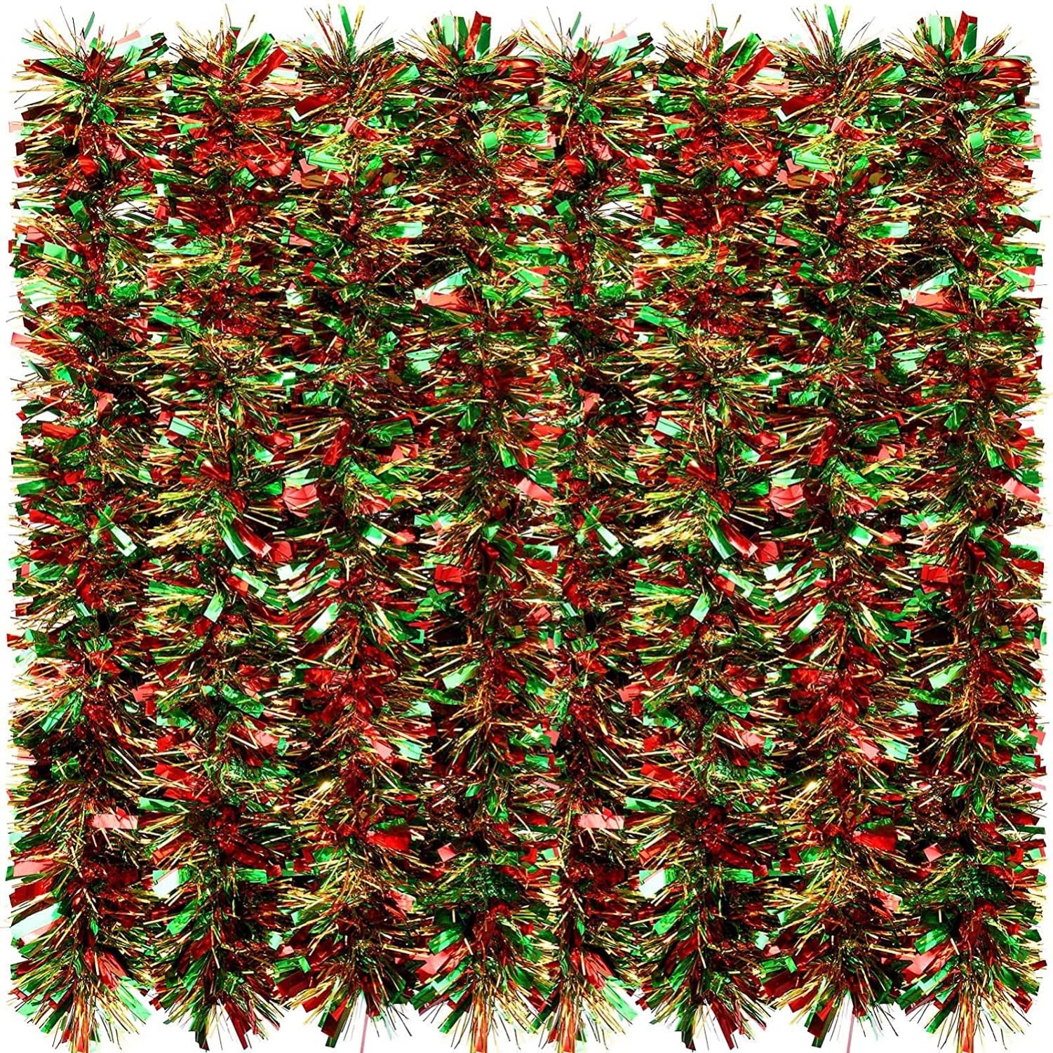 KAHEIGN 10M Christmas Tinsel Garland, Mixed Color Metallic Tinsel Chunky Glittering Tinsels for Christmas Tree Decoration