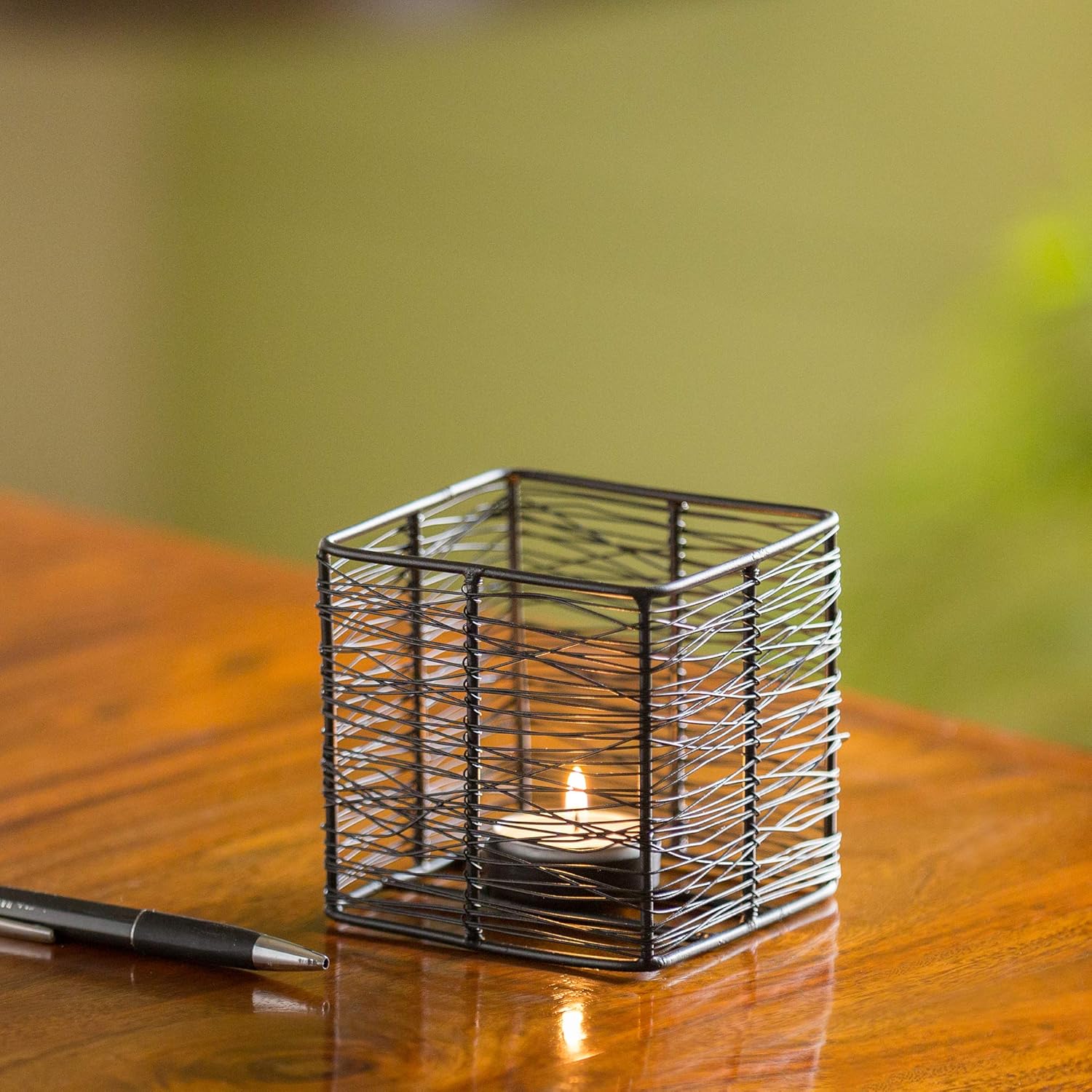 Buy ExclusiveLane 'Glowing Mesh Cube' Iron Handwired Table Tea Lights