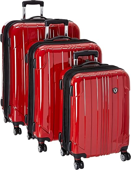 Amazon Com Traveler S Choice Sedona 100 Pure Polycarbonate Expandable Spinner Luggage Red 3 Piece Set Luggage