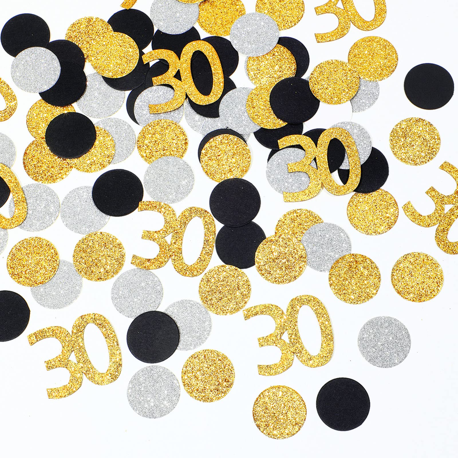 Photo 1 of 120 Pieces Number 30 Glitter Table Confetti for Her 30th Birthday Anniversary Party Supplies Table Decoration