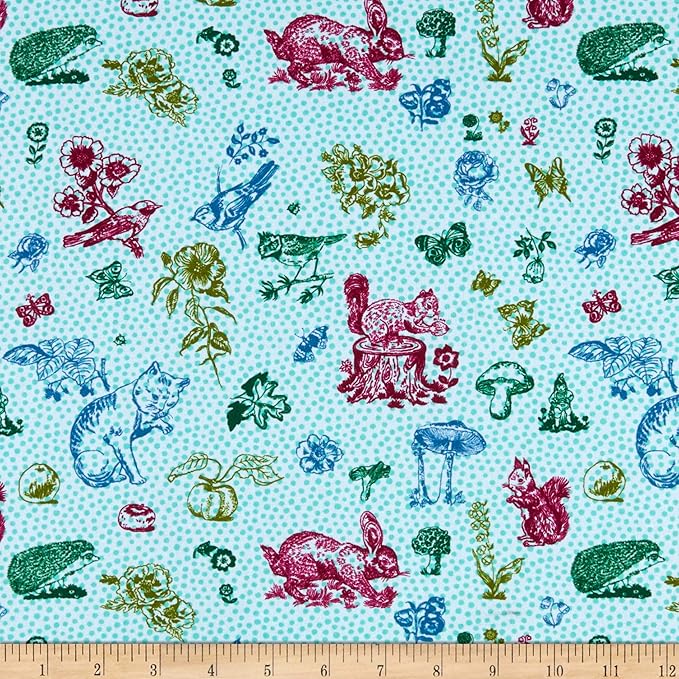 Amazon Com Freespirit Souvenir In My Garden Aqua Quilt Fabric