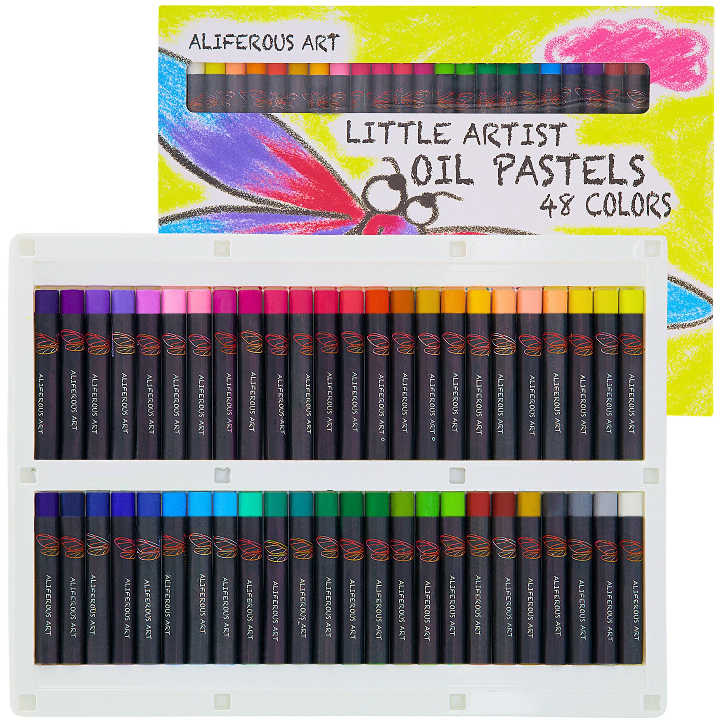 Aliferous Art Oil Pastels for Kids - 48 Color Pastels for Kids - Perfect Classroom Art Supplies - Easy to Blend with Vibrant Colors