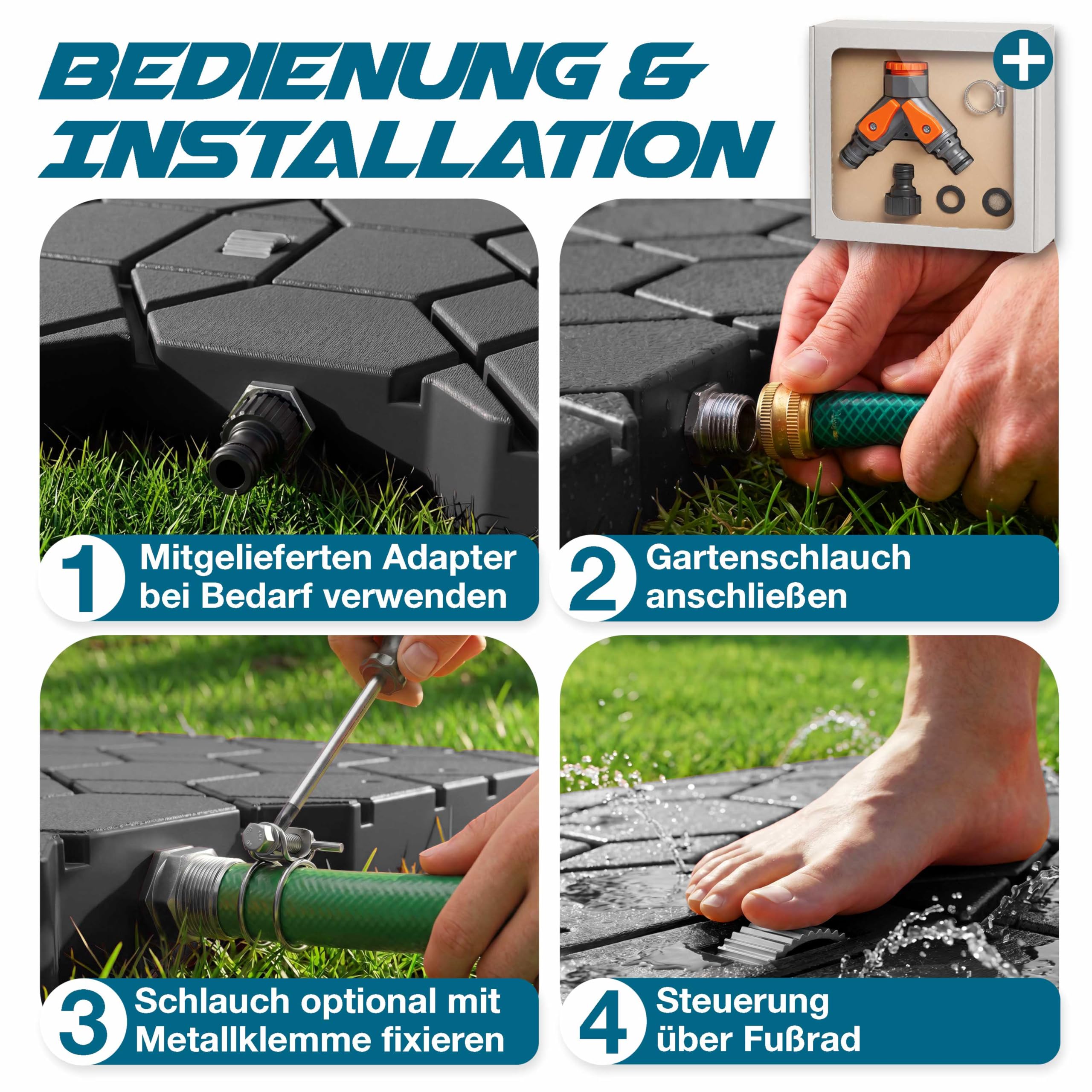 KESSER® Bodendusche Geo Gartendusche, Dusche für alle - Groß, Klein & Vierbeiner, rutschfest, UV- & Wetterfest, Rostfrei & Schimmelresistent, Steuerung über Fußrad, Inklusive Zubehör, Anthrazit 8