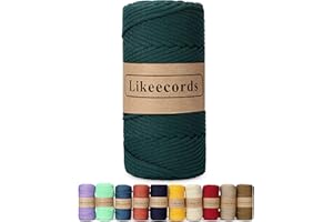 Likeecords 4mm Polyester Braided Macrame Cord 140Yards /426Feet,Elastic Yarn for Crocheting Bag Cord for DIY Crafts,Plant Hangers, Bag, and Home Decorations(Dark Green)