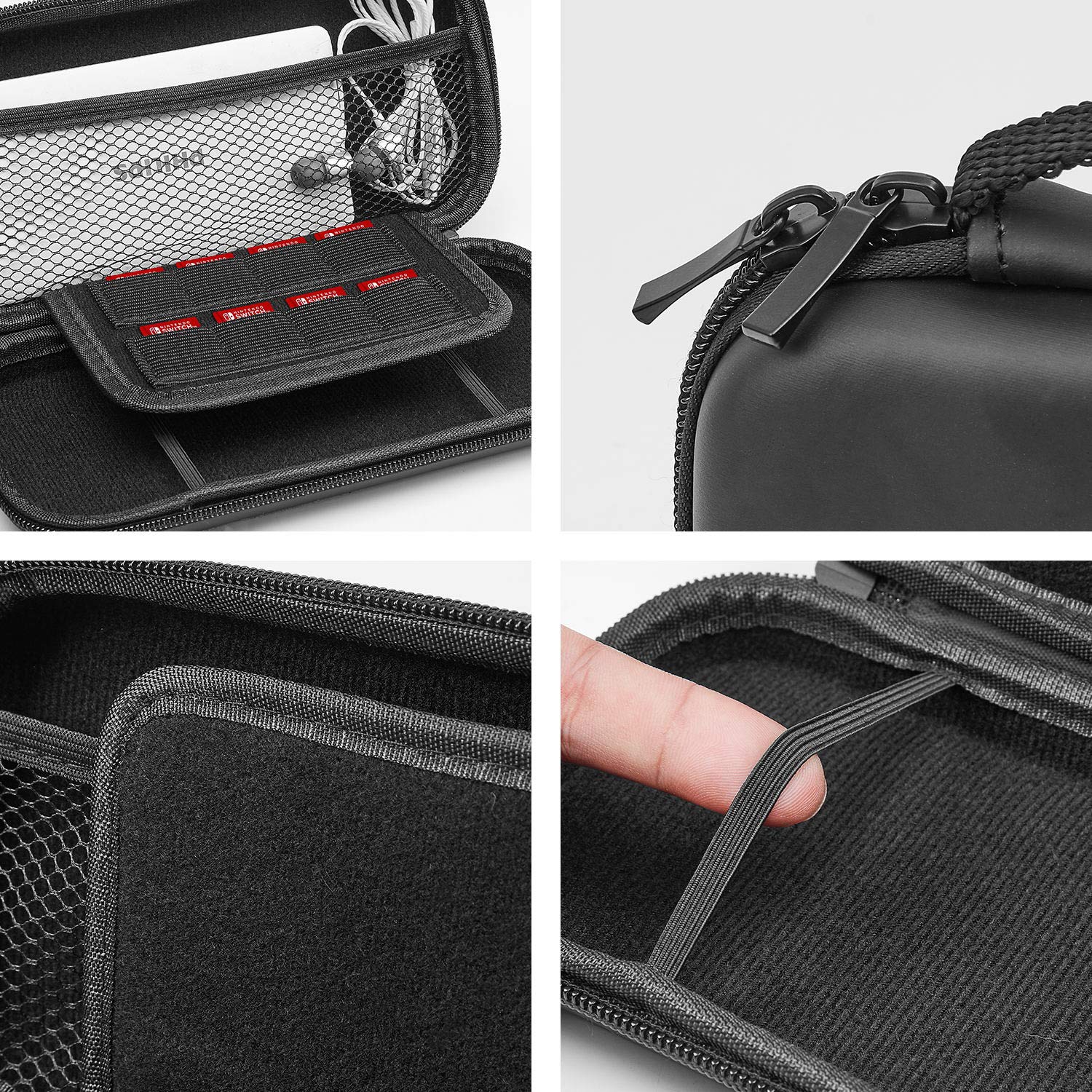 Halnziye Carrying Case for Nintendo Switch Lite - Portable Hard Shell Travel Case with 2-Pack Tempered Glass Screen Protector for Nintendo Switch Lite & Accessories (Gray)