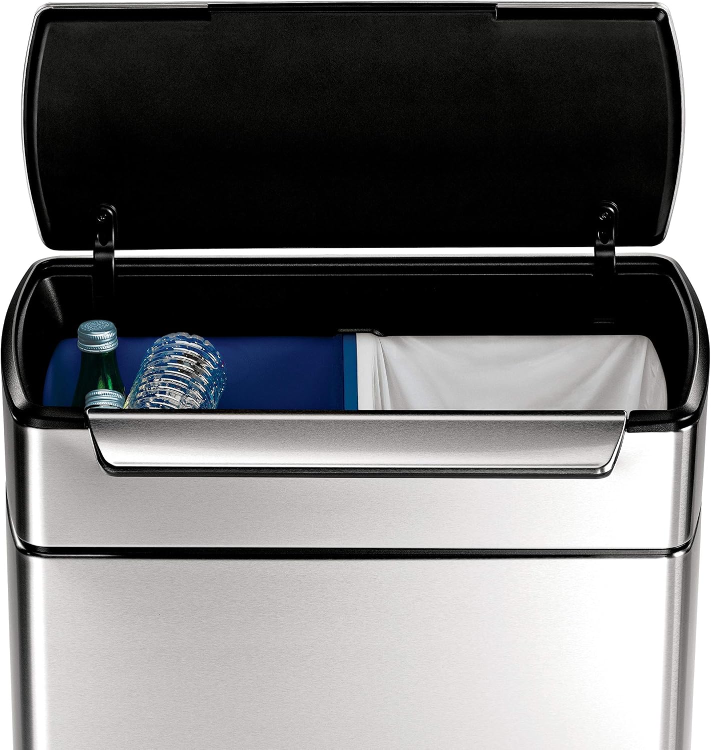 simplehuman CW2018 48L (24/24) Rectangular Touch-Bar Recycling Kitchen Bin, Easy Open Touch-Bar, Stay-Open Lid, Inner Buckets - Image 4