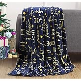 Elegant Comfort Velvet Touch Ultra Plush Christmas Holiday Printed Fleece Throw/Blanket-50 x 60inch, (Peace and Joy), 50 x 60 inch