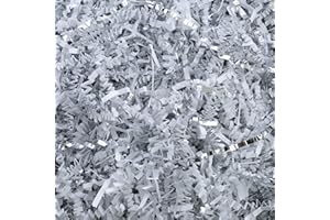 MagicWater Supply - 1 LB - White & Silver - Crinkle Cut Paper Shred Filler great for Gift Wrapping, Basket Filling, Birthdays, Weddings, Anniversaries, Valentines Day, and other occasions