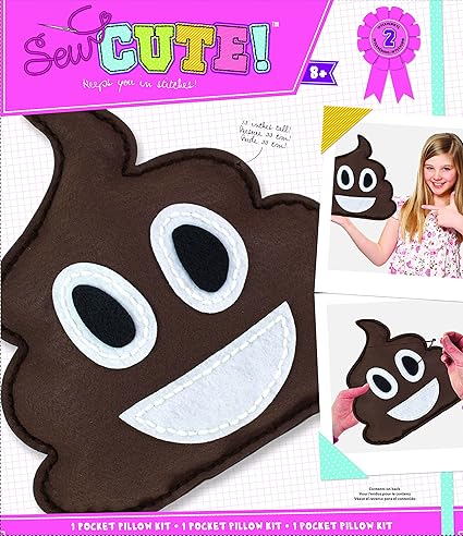 Amazon Com Colorbok Sew Cute Felt Sewing Kit Emoji Brown Pillow