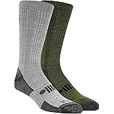 Jeep mens Wool Blend Trail Crew Socks - 2 Pair Pack - Breathable, Cushioned Comfort
