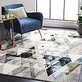 SAFAVIEH Porcello Collection Area Rug - 5'3" x 7'6", Grey & Blue, Modern Abstract Design, Non-Shedding & Easy Care, Ideal for