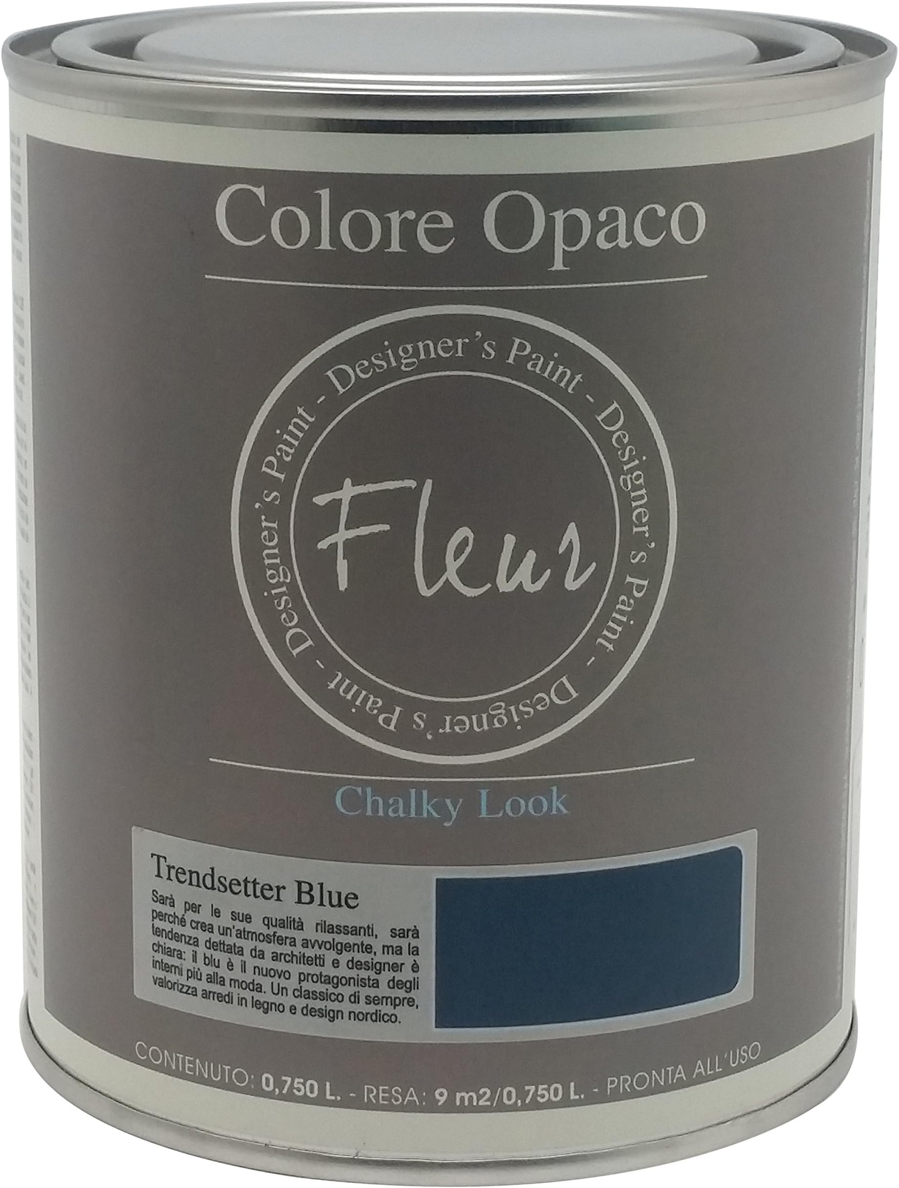 Fleur Paint 13412 Paint – Mineral (Base Water, 750 ml Colour Trendsetter Blue