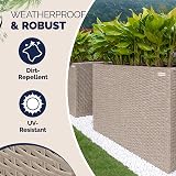 CASARIA Flower Box 4 Inner Pots Polyrattan Cream Outdoor Planter Rectangular view 2