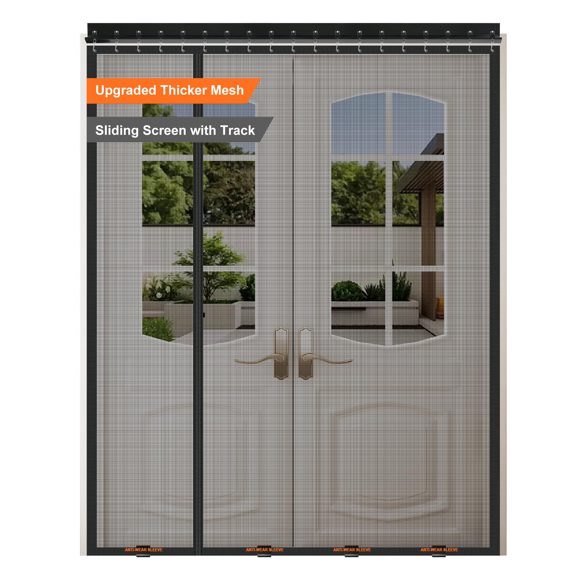 Photo 1 of Sliding Magnetic Screen Door with Track Closure, Thicker 265g/? Reinforced Mesh, Retractable Privacy Curtain, Door Screen Magnetic Closure for Single Door (Black, 32 * 80IN)