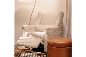 BABYLETTO Kiwi Glider Recliner w/Electronic Control and USB | in Almond Teddy Loop w/Light Wood Base, Greenguard Gold Certified