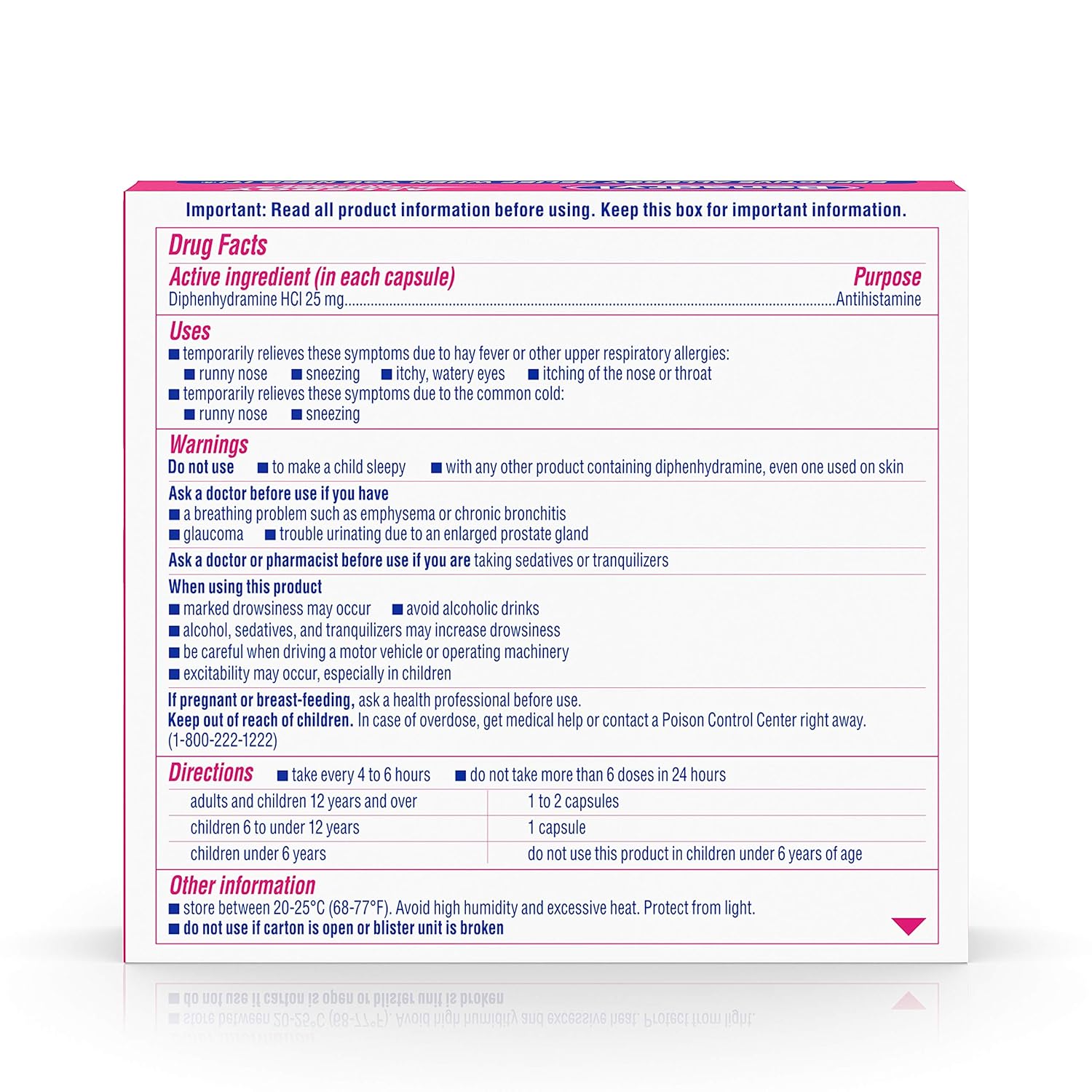 Benadryl Liqui-Gels Antihistamine Allergy Medicine & Cold Relief, Dye Free, 24 ct: Prime Pantry