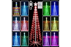 shineshine Christmas Tree Lights 170 LED, RGB 34 Modes Color Changing Christmas Lights with Remote, IP65 Waterproof Outdoor Decorations for Outside Indoor Yard Porch, HG-6V171C