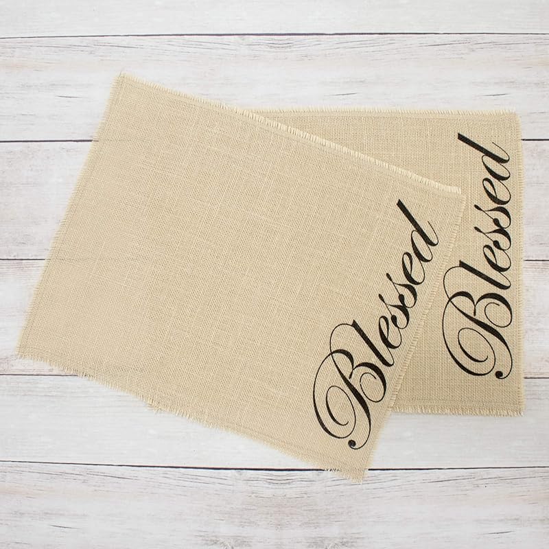 Blessed Burlap Placemats Handmade