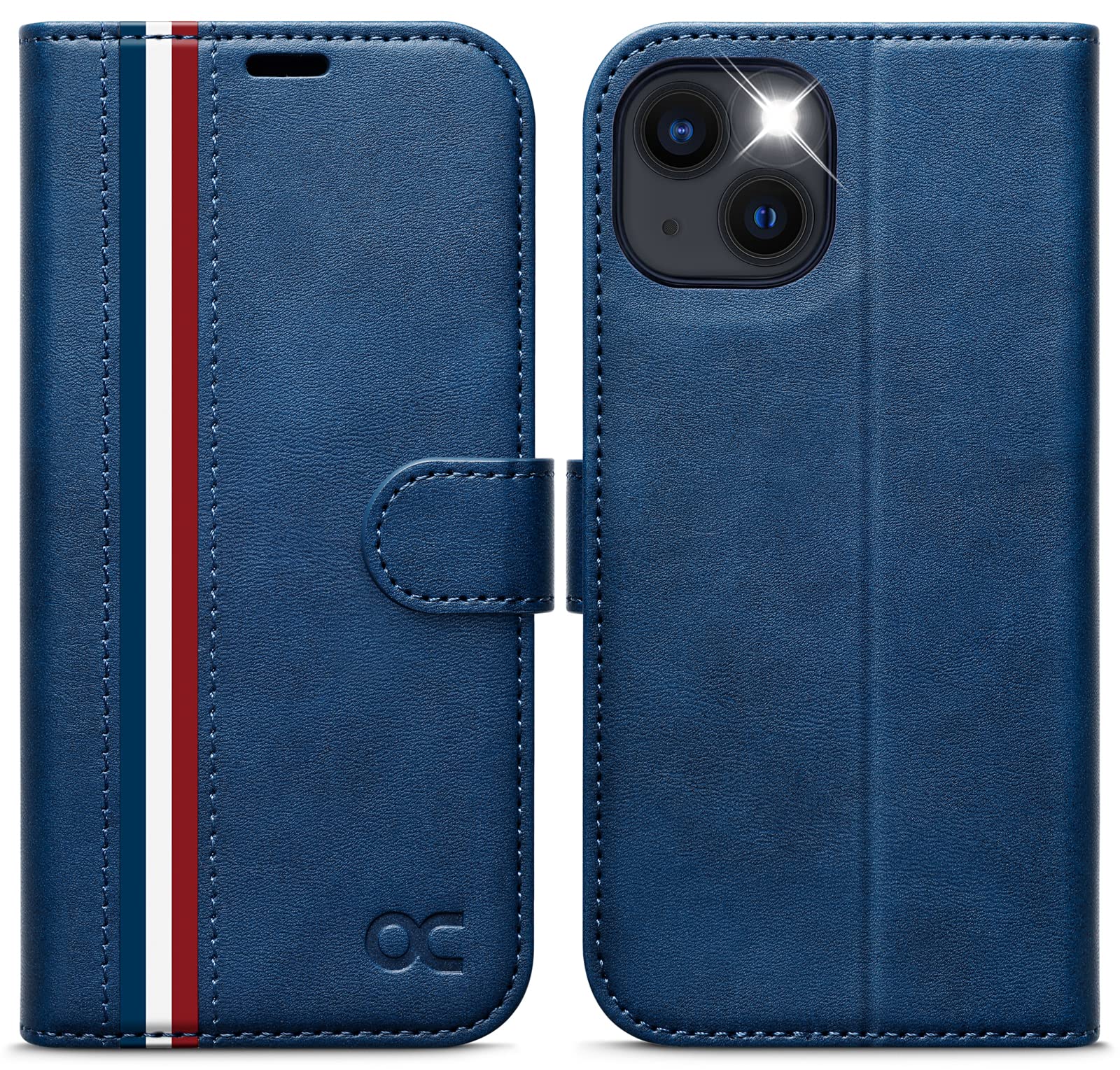 OCASE for iPhone 13 Case, Premium PU Leather iPhone 13 Wallet Case Flip Phone Cover with[TPU Inner Shell][RFID Blocking][Card Holder] for the 6.1 Inch 2021 5G,Stylish Blue — image 1