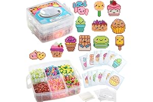 SCS Direct 4,000pc Fuse Beads Sweet Treats w CASE -17 Colors, 12 Unique Templates, 2 Peg Boards, Tweezers, Ironing Paper - Bulk Art Craft Project, Birthday Party Gift, Summer Camp & School Activity