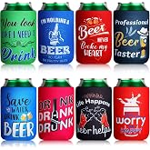Patelai 8 Pcs Insulated Neoprene Beer Can Coolers with Funny Quotes | Insulated Collapsible Drink Sleeves for Soda Bottles, Bulk Party Favors BBQs, Keeps Beverages Cold, 4.9 X 3.7 Inch