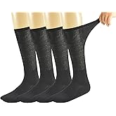 Yomandamor Mens Diabetic Over The Calf Socks,4 Pack Size 10-13