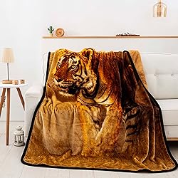 Northwest Savanna Tiger Oversized Raschel Throw