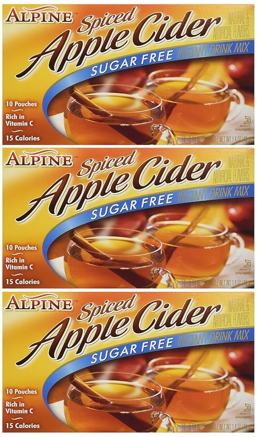 Amazon Com Alpine Spiced Cider Sugar Free Apple Flavored Drink Mix 1 4oz Box Pack Of 3 Grocery Gourmet Food