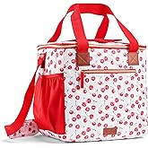 Fit & Fresh, 24-Can Soft Cooler Bag Insulated Leak-Resistant, Portable Soft Cooler, Large Cooler, Soft Sided Cooler Bag, Travel Cooler, Cherry
