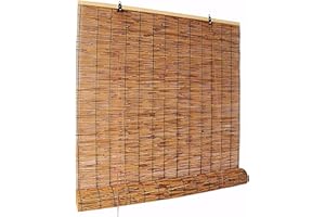 LCBDYLR Roll Up Reed Shade Bamboo Outdoor Window Blind with Lifter Light Filtering Sun Shade for Patio Porch Balcony Yard Gazebo Rustic Roll Up Curtain for Exterior UV Protection