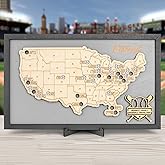 Luoyadee Baseball Stadium Map Tracker, Baseball Parks Visited Map, Major League Ballparks Stadium Tracker Checklist, Fathers Day Valentines Christmas Gifts for Dad Boyfriend Husband Daughter Son