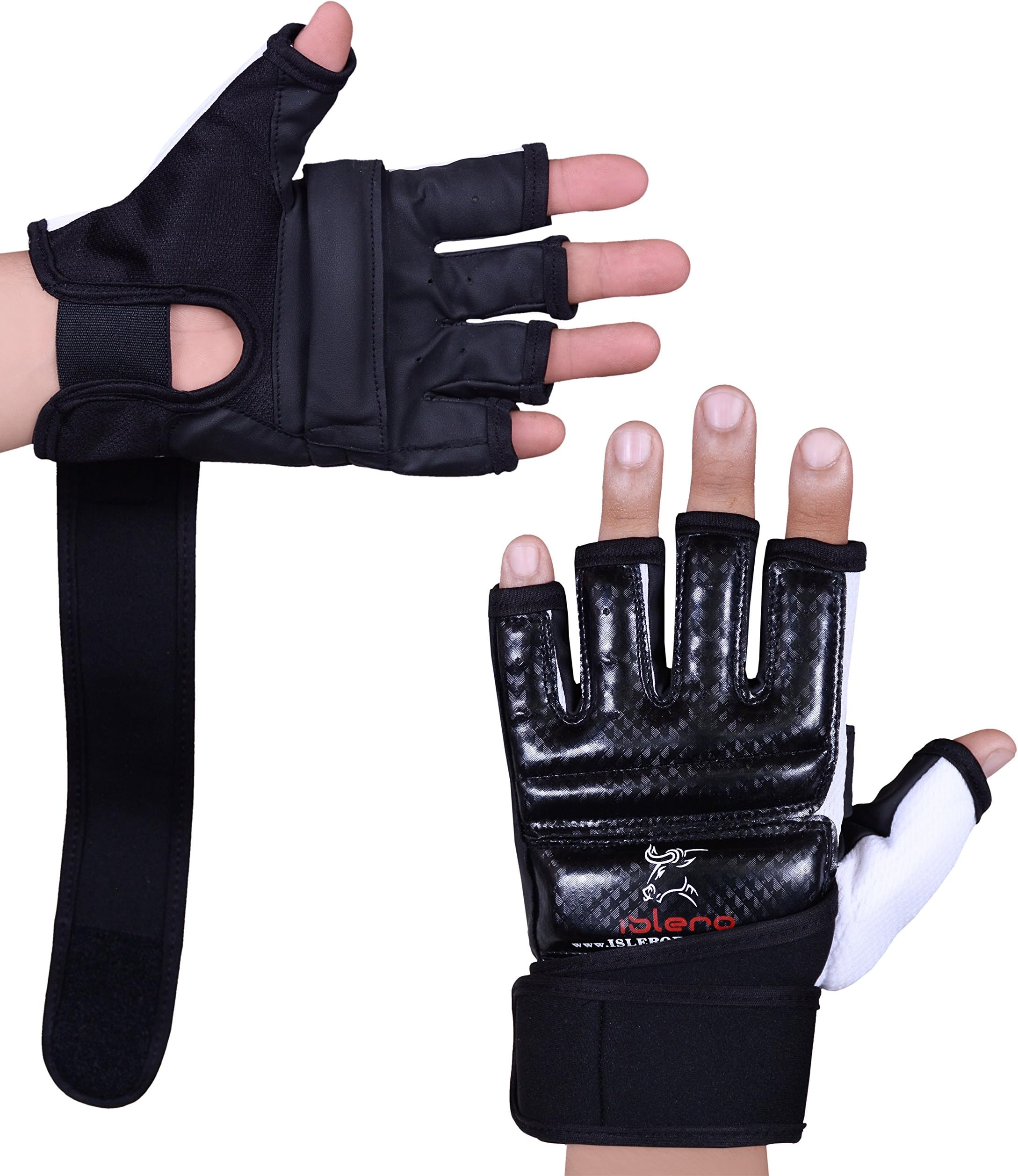Islero Leather GEL Gloves MMA Boxing Punch Bag Martial Arts Karate Mitts