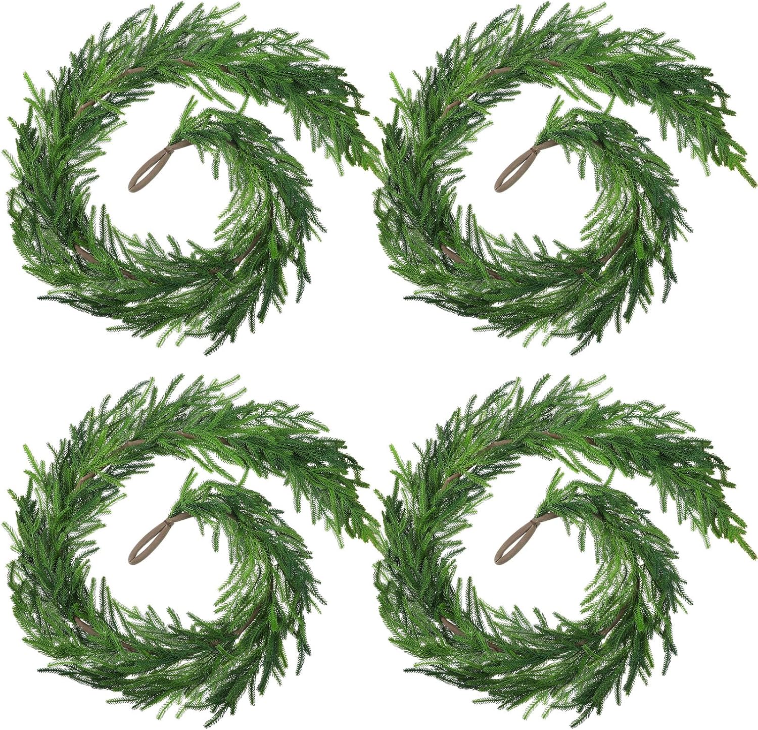 Wreaths, Garlands & Swags - Christmas Real Touch Norfolk Pine Garland Artificial Pine Greenery Garlands Faux Christmas Norfolk Pine Garland for Christmas Holiday Seasonal Indoor Home Decor Mantle (4 Pcs,60 Inches)
