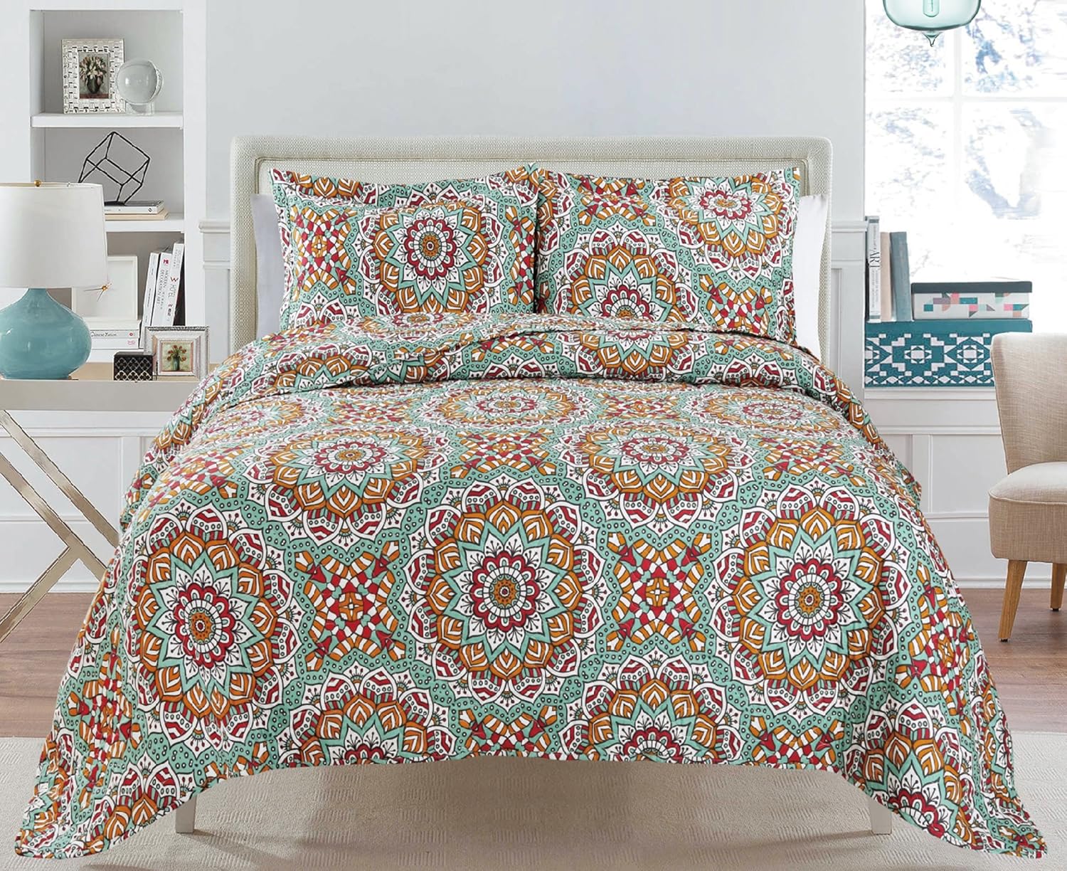 3 Piece Quilt Set Bedspread Set King Reversible Eiffel Love BRIA Quilt Collection