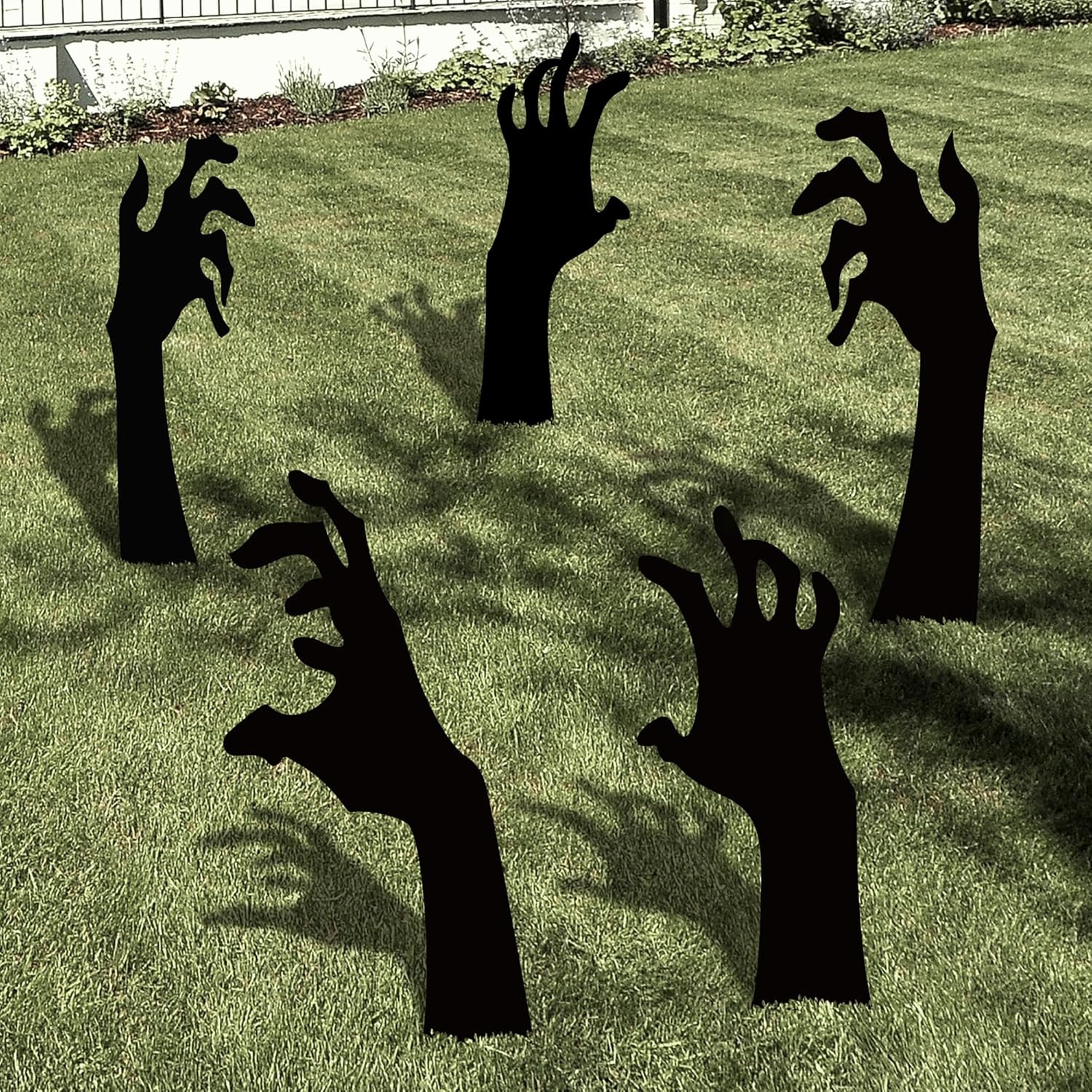 Yard Signs - KatchOn, Scary Hand Halloween Yard Signs with Stakes - Pack of 5 | Black Halloween Hand Lawn Stakes for Haunted House Decorations Outdoor | Halloween Sidewalk Signs, Outdoor Halloween Decorations