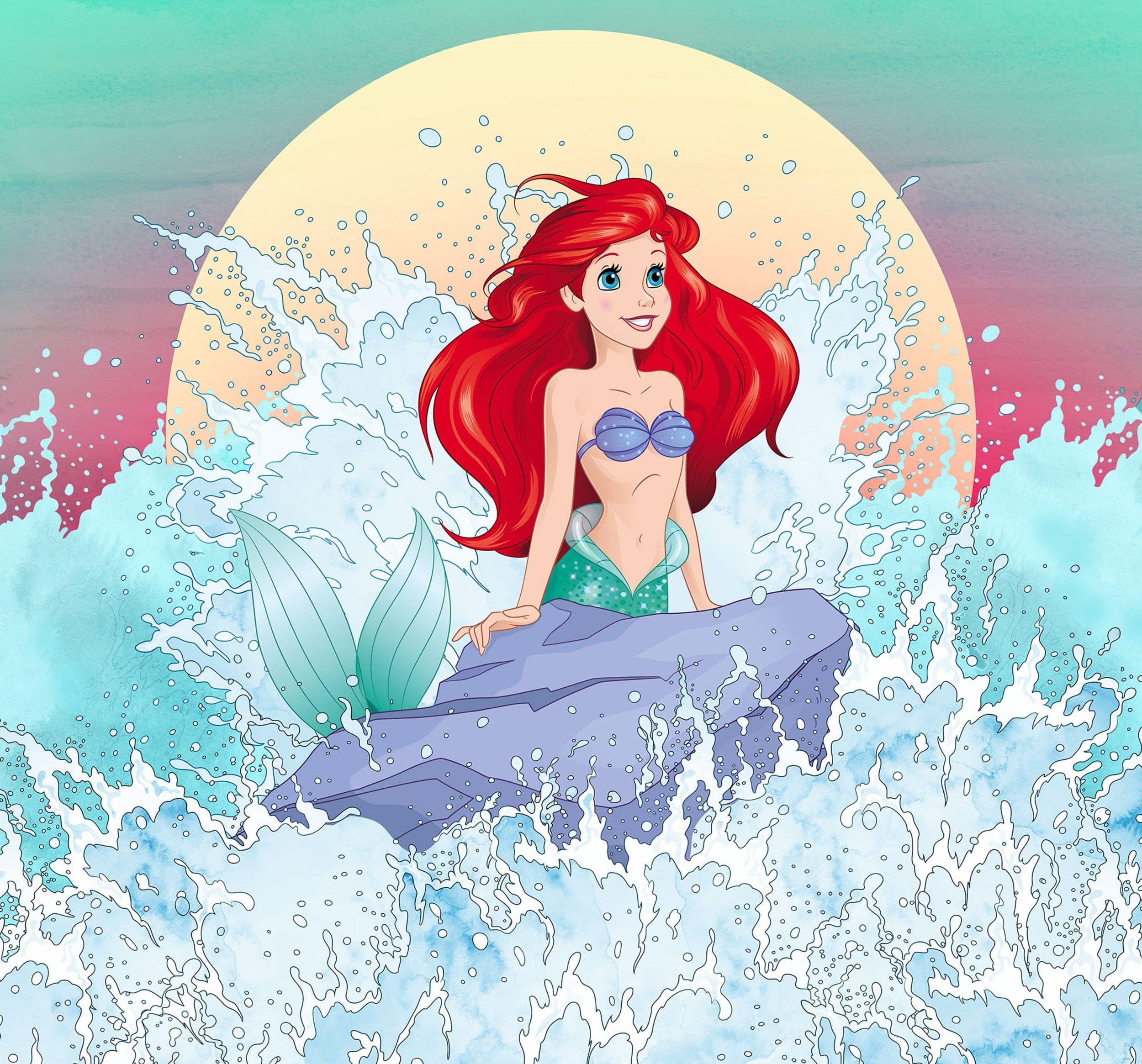 Komar Disney Ariel Rise IADX6-013 Non-Woven Photo Wallpaper 300 x 280 cm (W x H) Mermaid Girl Children's Room Wallpaper