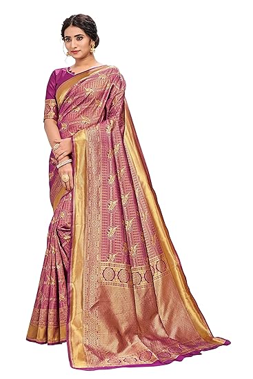 Womens Kanchipuram Art Silk Saree With Blouse Piece